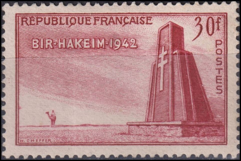 Timbre France 1952 n° 925 – Victoire de Bir Hakeim (Libye)