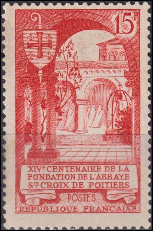 Timbre France 1952 n° 926 – Abbaye de Sainte Croix de Poitiers