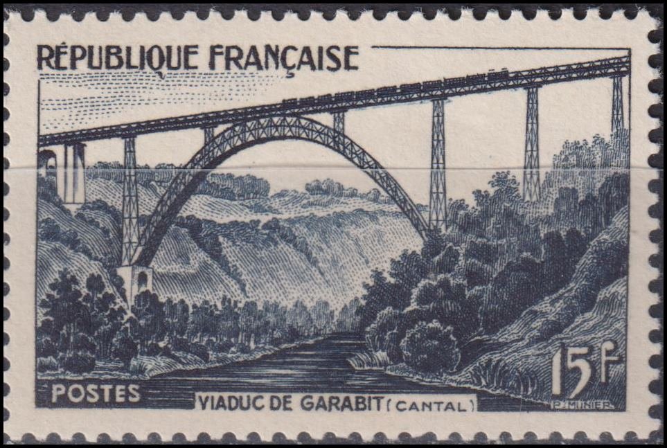 Timbre France 1952 n° 928 – Viaduc de Gabarit (Cantal)