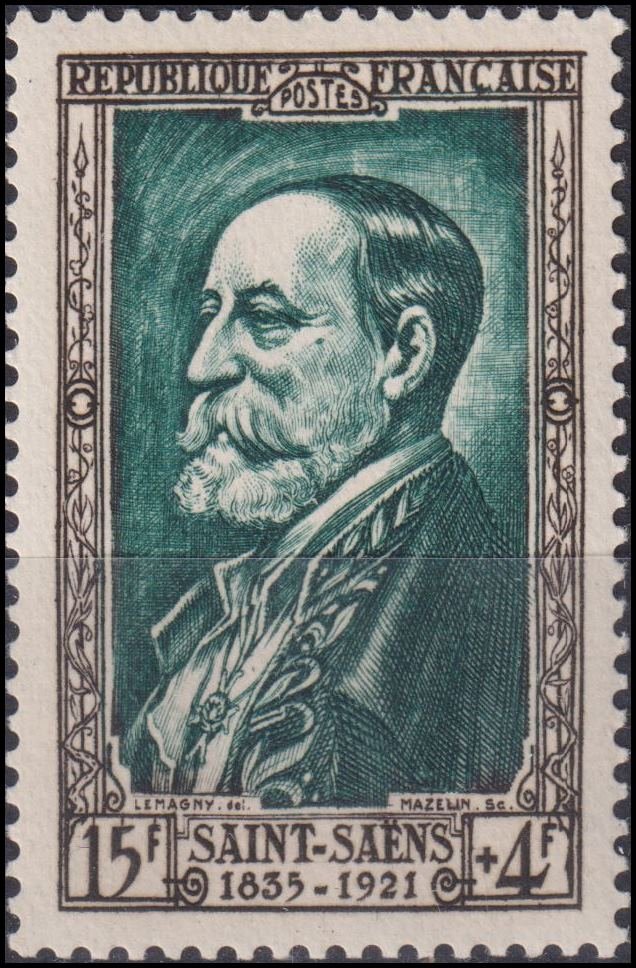 Timbre France 1952 n° 932 – Camille Saint-Saëns (1835-1921)