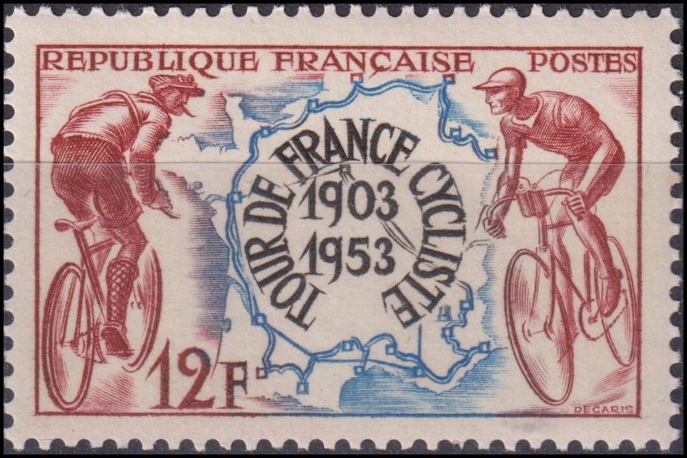 Timbre France 1953 n° 955 – Tour de France (1903-1953)