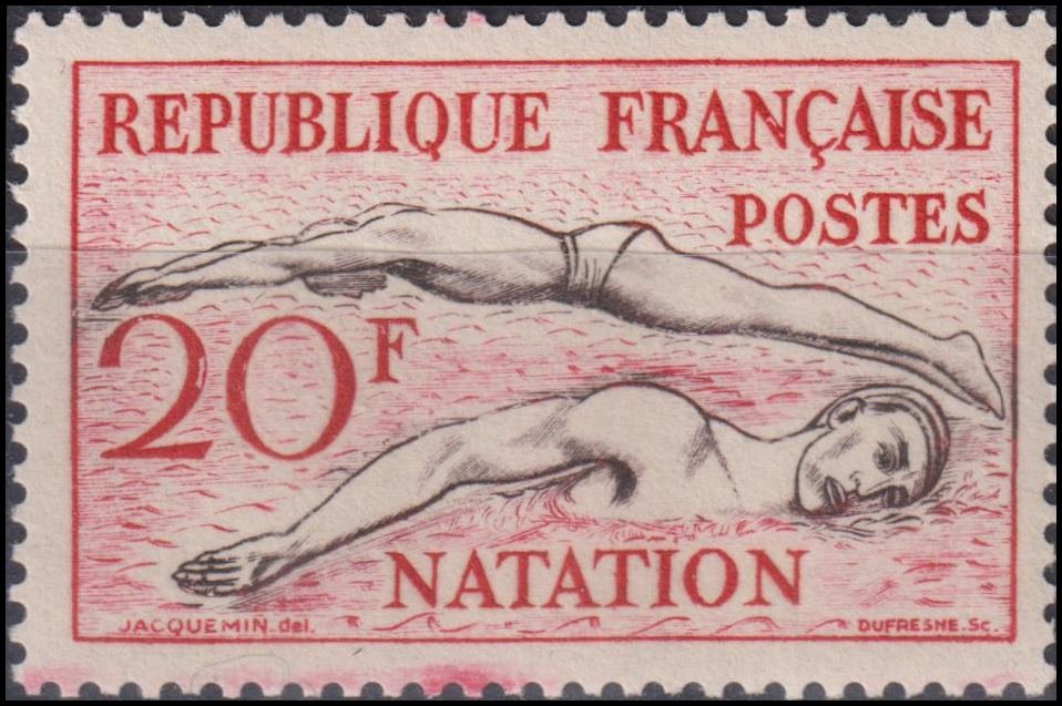 Timbre France 1953 n° 960 – Natation