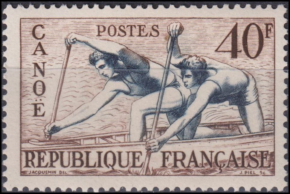 Timbre France 1953 n° 963 – Canoë