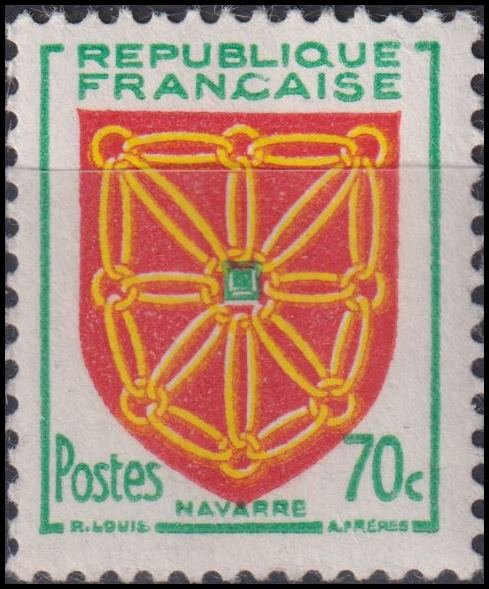 Timbre France 1954 n° 1000 – Armoiries : Navarre