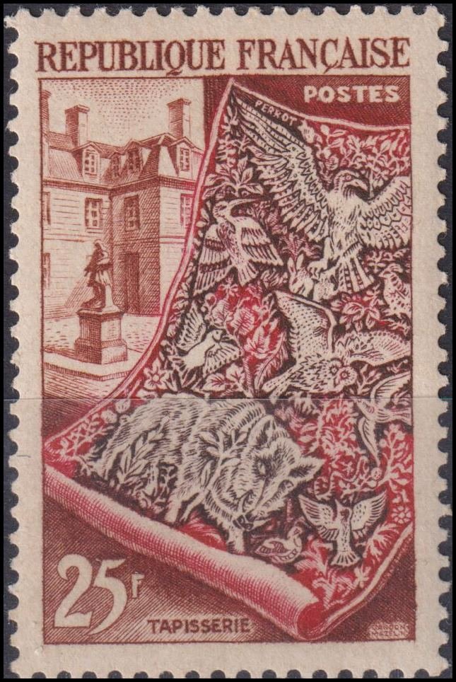 Timbre France 1954 n° 970 – Tapisserie et cour des Gobelins