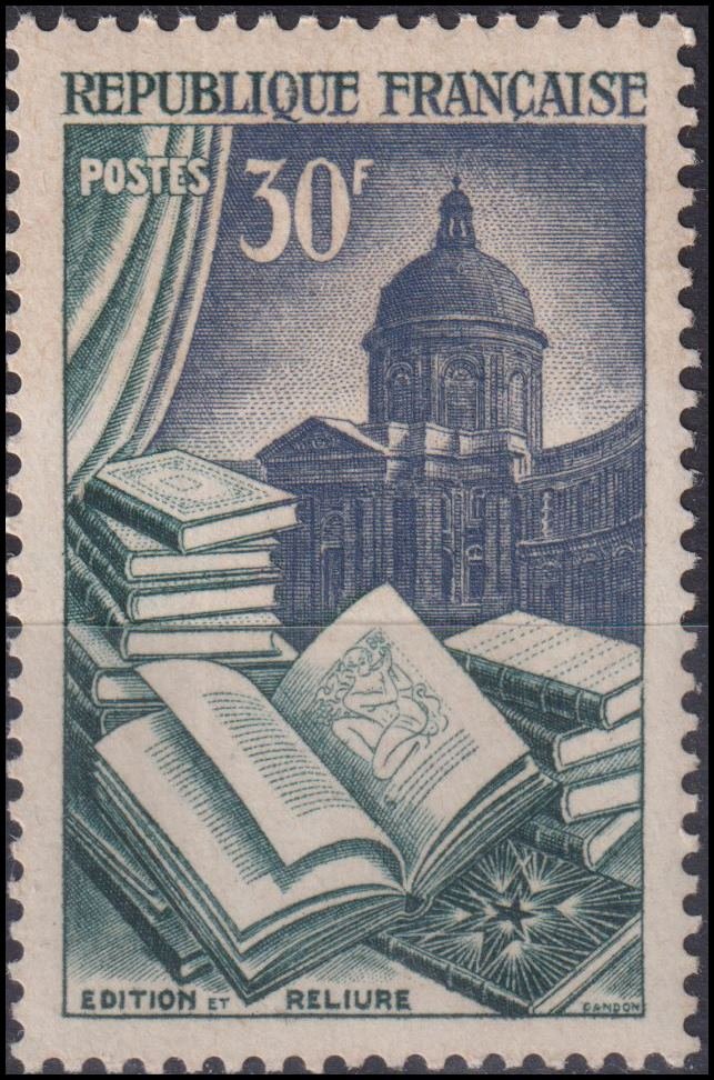 Timbre France 1954 n° 971 – Edition et reliure et Institut de France