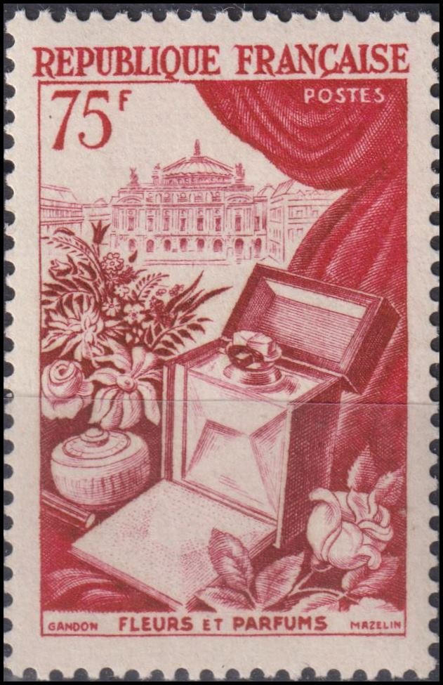 Timbre France 1954 n° 974 – Fleurs et parfums et l'Opéra