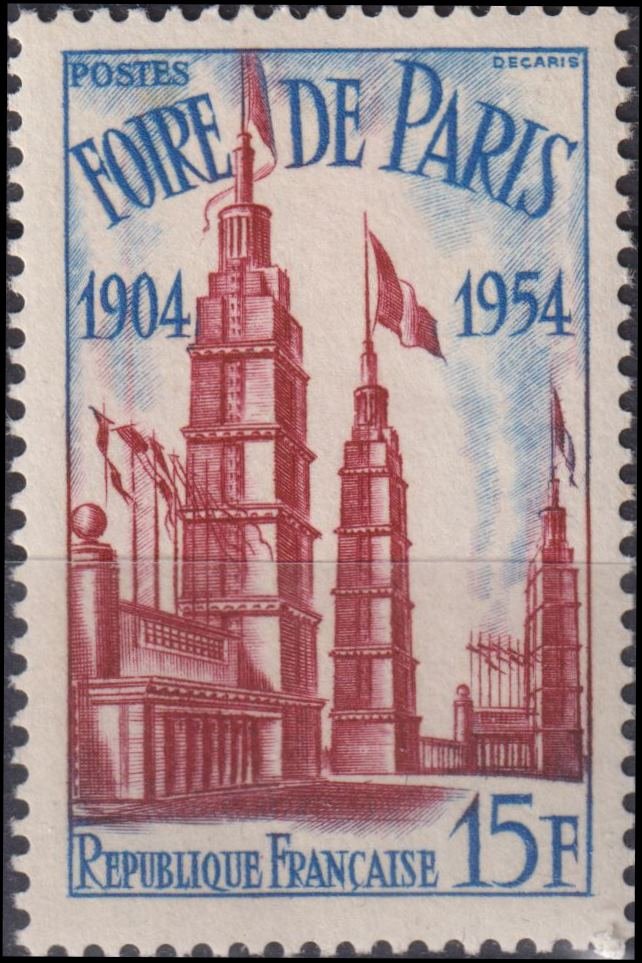 Timbre France 1954 n° 975 – Foire de Paris, Porte de Versailles