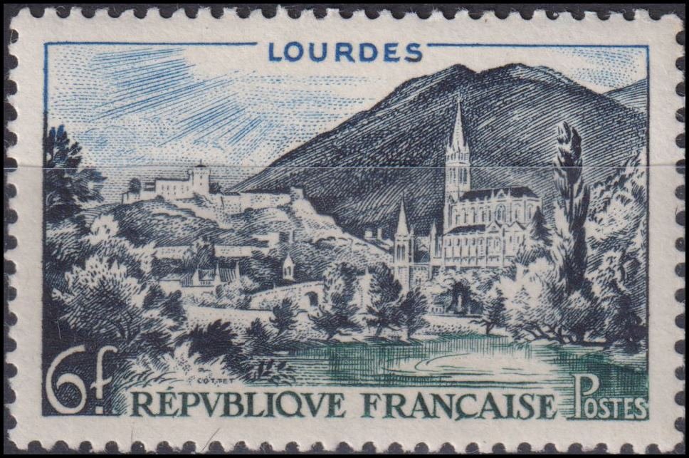 Timbre France 1954 n° 976 – Lourdes