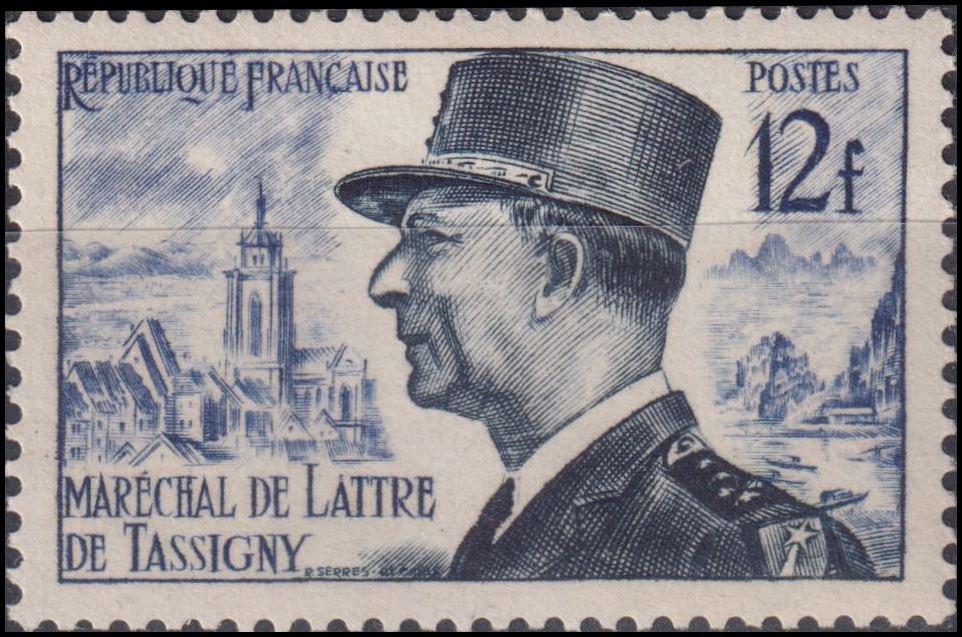 Timbre France 1954 n° 982 – Maréchal de Lattre de Tassigny