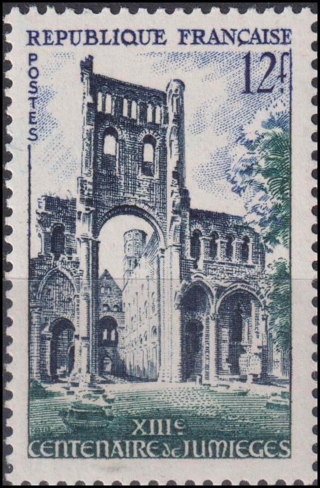 Timbre France 1954 n° 985 – Abbaye de Jumièges