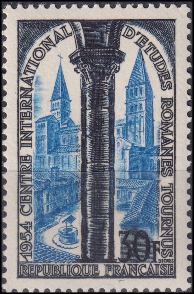Timbre France 1954 n° 986 – Centre international d'études romanes, à Tournus