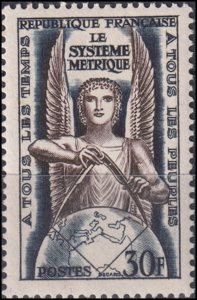 Timbre France 1954 n° 998 – Le système métrique