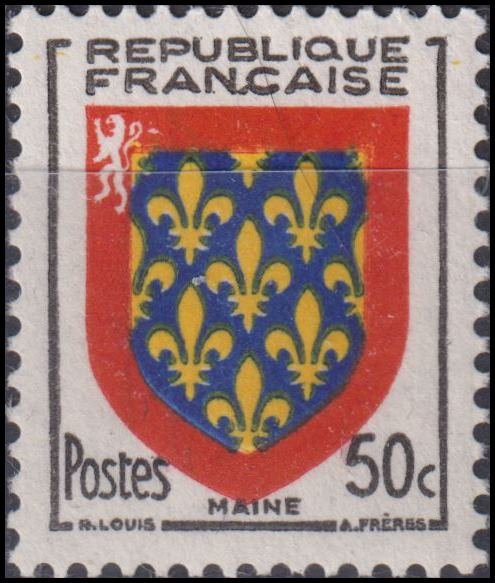 Timbre France 1954 n° 999 – Armoirie : Maine