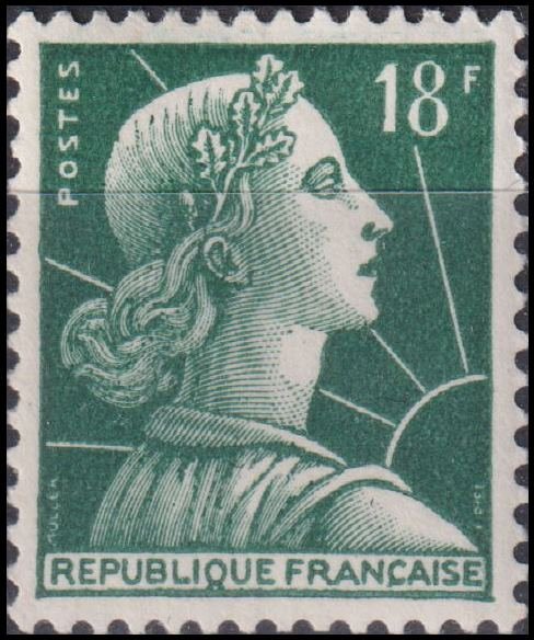 Timbre France 1955 n° 1011A – Marianne de Muller